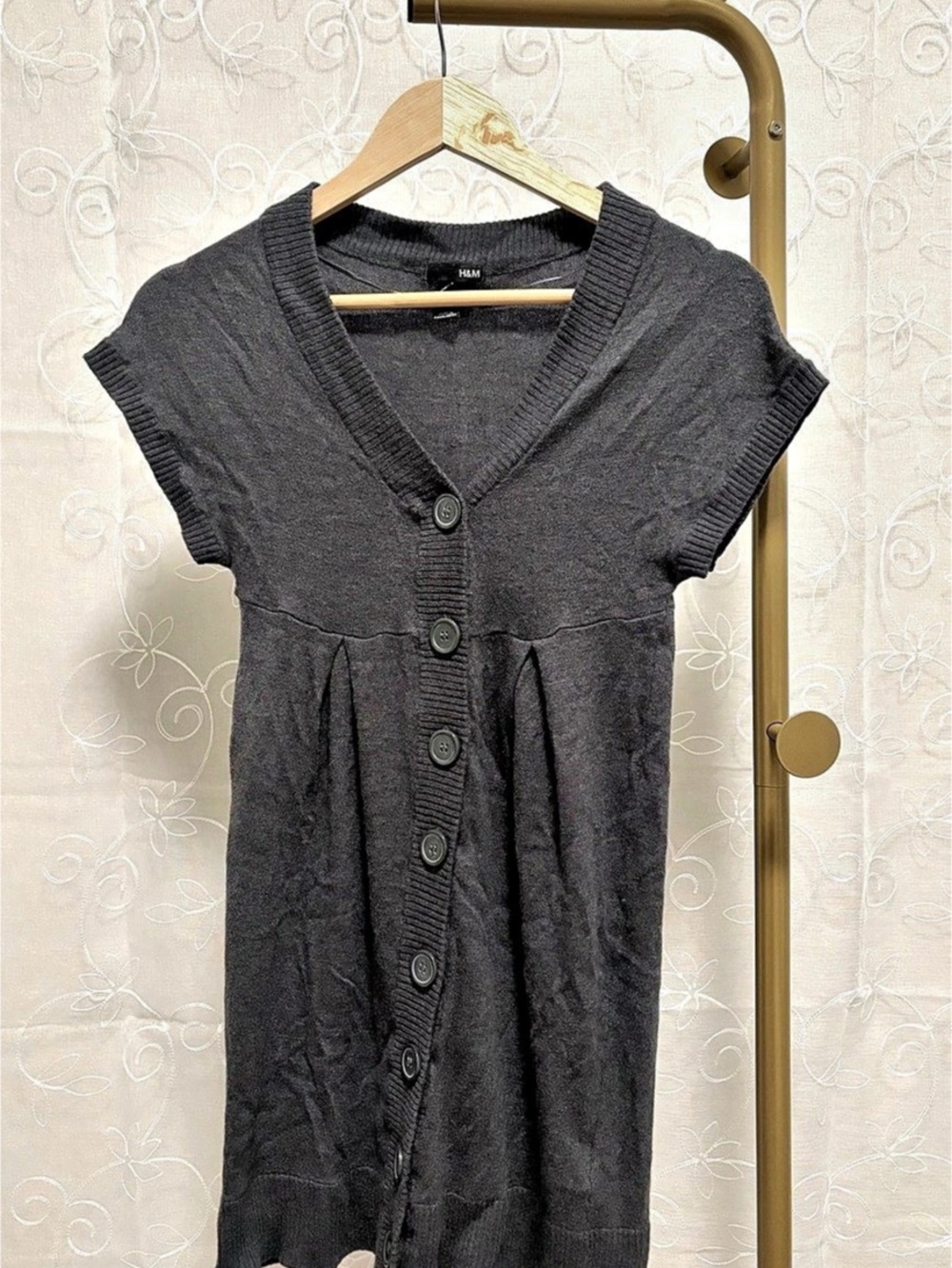 H&M Black Mini Button Front Dress Size XS